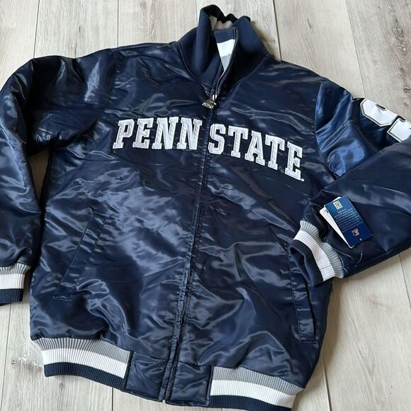 Starter‎ The Enforcer Penn State Navy Blue Satin Jacket M Nwt - Picture 4 of 7